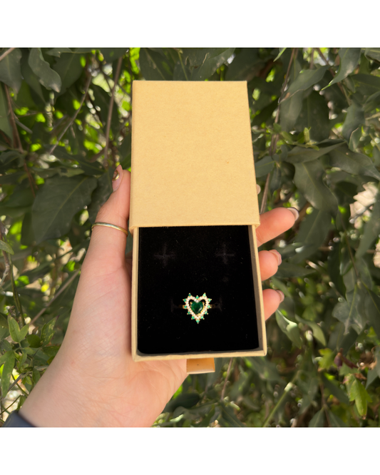 Anillo corazón verde ✨